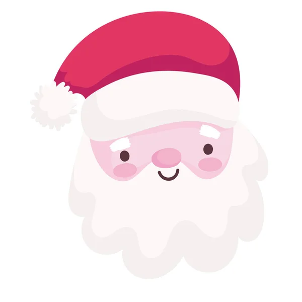 Frohe Weihnachten niedlich Weihnachtsmann Gesicht Dekoration Feier Ikone Design — Stockvektor