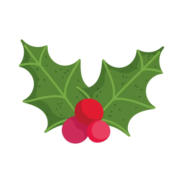 Καλά Χριστούγεννα, holly berry διακόσμηση απομόνωση εικονίδιο — Διανυσματικό Αρχείο