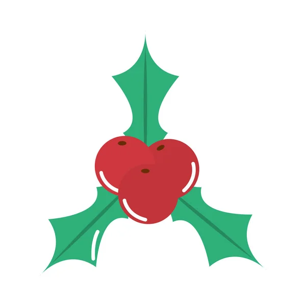 Wesołych Świąt, święte jagody dekoracji kreskówka płaska ikona — Wektor stockowy