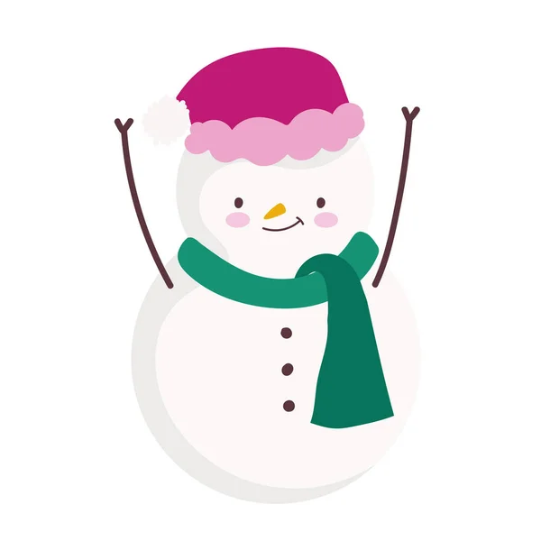 Merry christmas snowman with hat decoration celebration icon design — Stock Vector