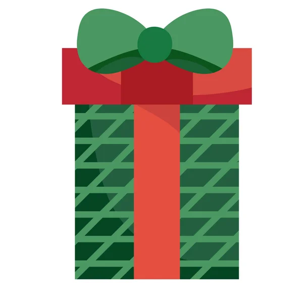 Mutlu Noeller yeşil hediye kutusu süpriz süsleme ikonu tasarımı — Stok Vektör