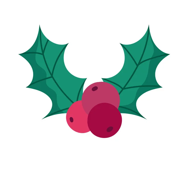 Feliz Navidad acebo bayas decoración celebración icono diseño — Vector de stock