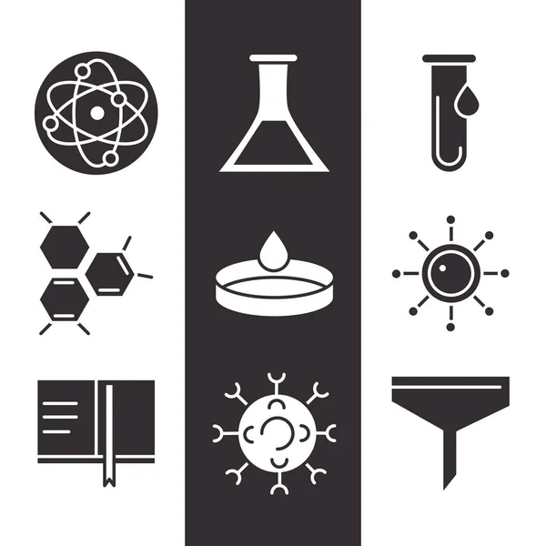 Biologie science élément ligne icônes set style — Image vectorielle