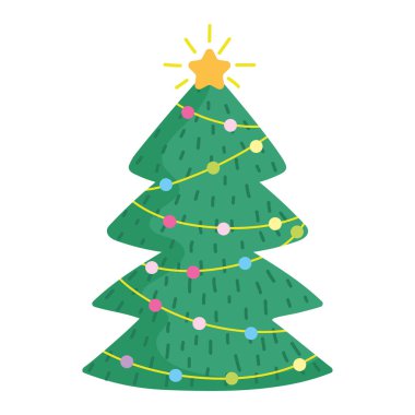 Mutlu Noeller, yıldızlı ağaç ve ışıklar ikon izolasyonunu kutluyor