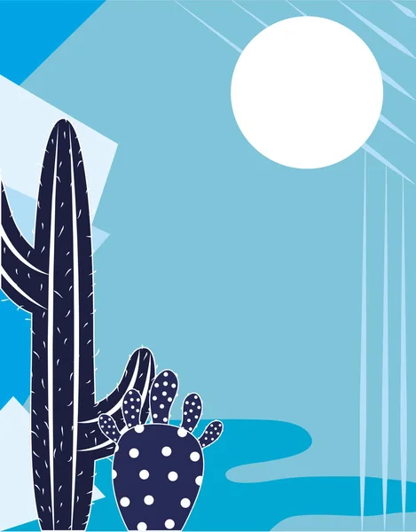 Cactus plant sappige zon cartoon blauw achtergrond ontwerp — Stockvector