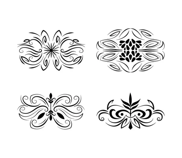 Divisores natureza elegante decoração floral conjunto de ícones vintage — Vetor de Stock