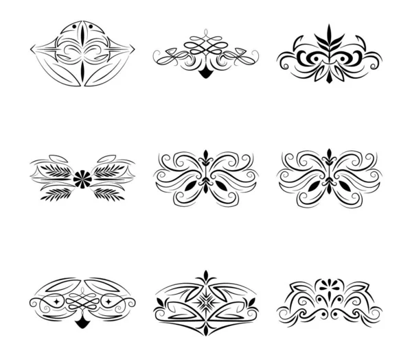 分隔符装饰经典的花卉和桂冠图标设置 — 图库矢量图片