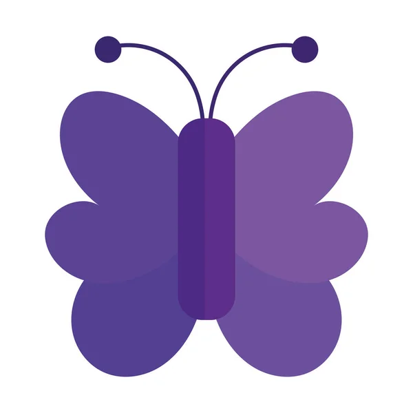 Violet papillon insecte animal en dessin animé style icône plate — Image vectorielle