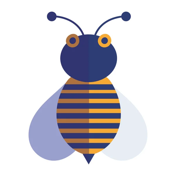 Méh rovar állat képregény rajzfilm lapos ikon stílus — Stock Vector