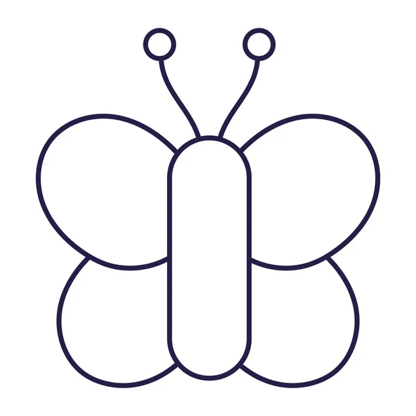 Mariposa insecto animal pequeño en línea de dibujos animados icono de estilo — Vector de stock