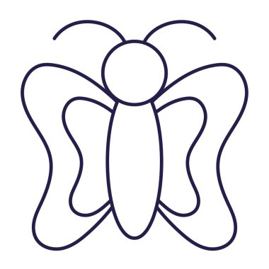 Kelebek böcek, doğal çizgi film, ince çizgi, ikon tarzı.