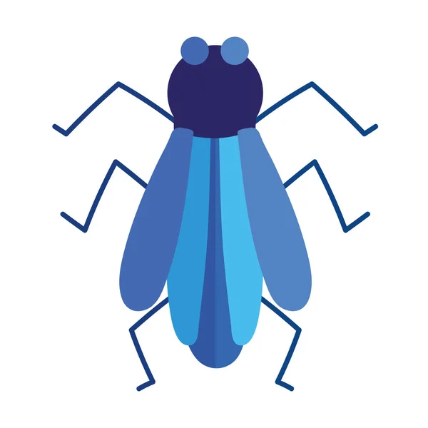 Bleu bug nature animal dans dessin animé plat icône style — Image vectorielle