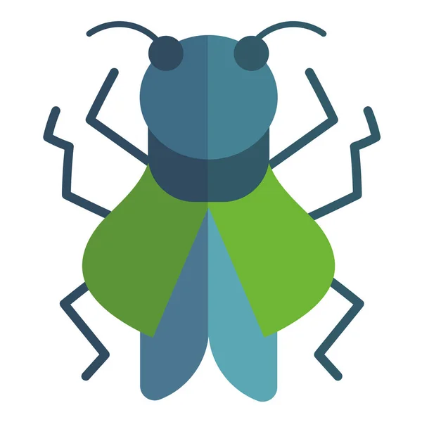 Animal insecte vert en dessin animé style icône plate — Image vectorielle