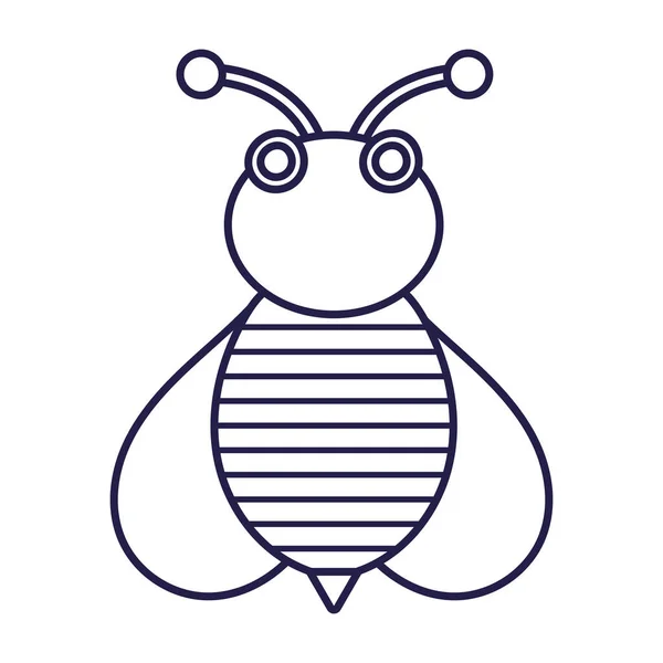Abeja insecto animal cómic en línea de dibujos animados icono de estilo — Archivo Imágenes Vectoriales