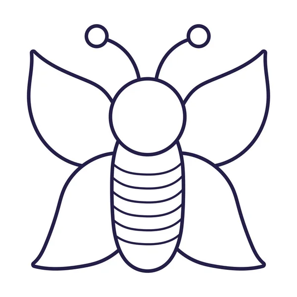 Pillangó bogár állat rajzfilm lineáris ikon stílus — Stock Vector