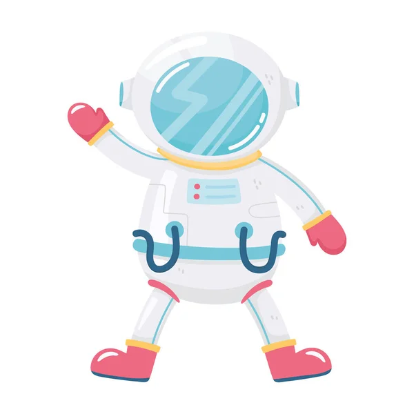 Космічний пригодницький мультяшний астронавт з костюмом і шоломом — стоковий вектор