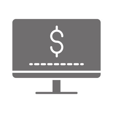 Siluet biçimi simgesinde çevrimiçi bilgisayar işlem ekommersi alışverişi