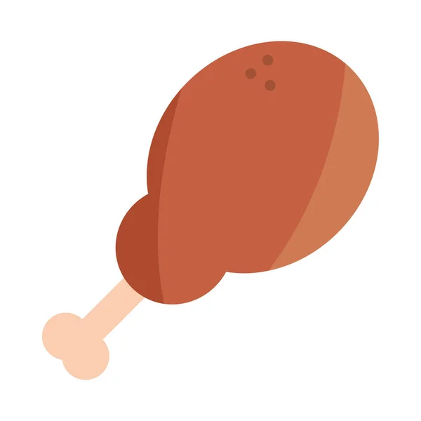 Menú de comida rápida pierna de pollo en icono plano de dibujos animados — Archivo Imágenes Vectoriales