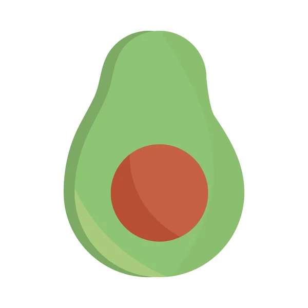 Fetta menu cibo avocado in icona piatto cartone animato — Vettoriale Stock