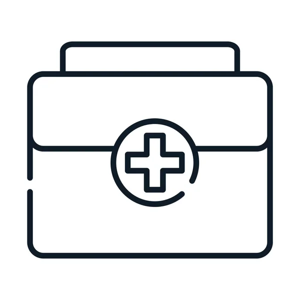Kit medico sanitario icona linea attrezzature di pronto soccorso — Vettoriale Stock