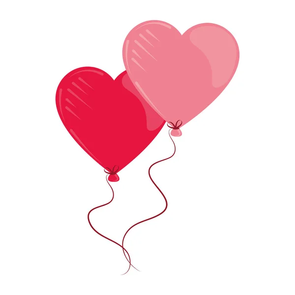 Valentines day, balloon shaped hearts celebration romantic design — Stock Vector