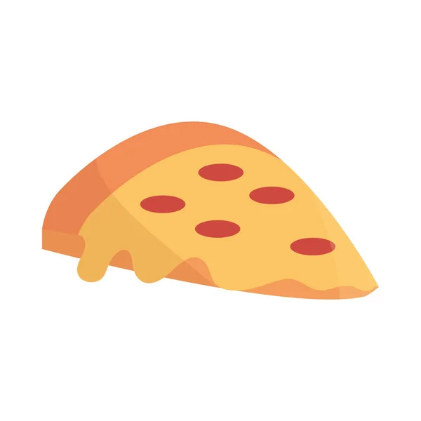 Rebanada pizza menú de comida rápida en la historieta icono plano — Vector de stock