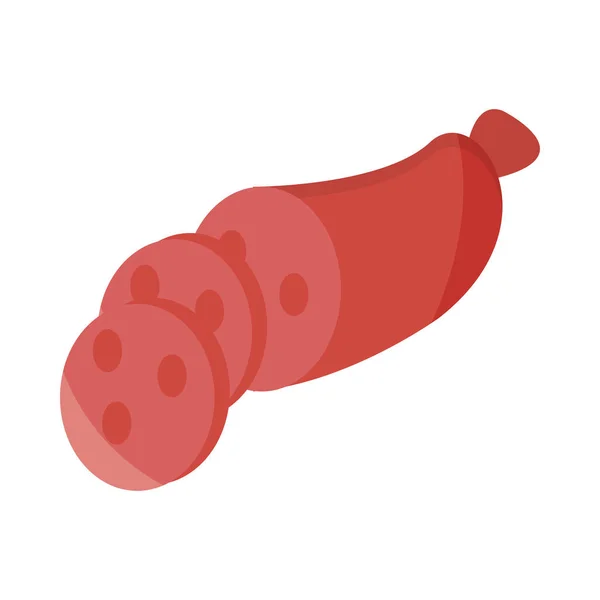 Schneiden von Scheiben Wurst Essen Menü in Cartoon flache Symbol — Stockvektor