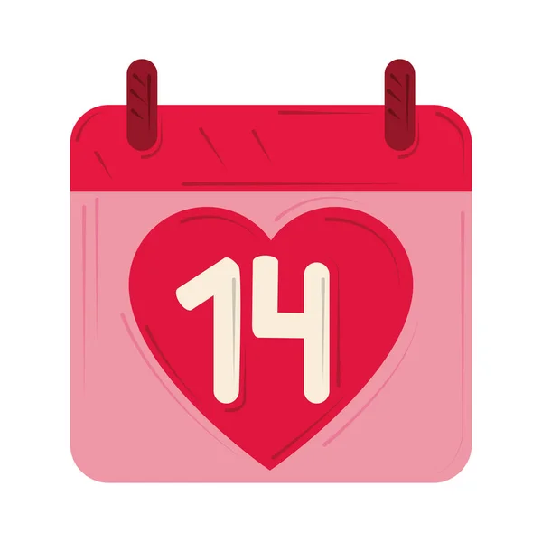 Valentines day, calendar february 14 reminder design — стоковый вектор