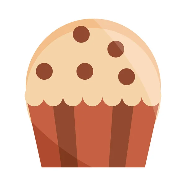 Dulce cupcake postre horneado comida en dibujos animados icono plano — Archivo Imágenes Vectoriales