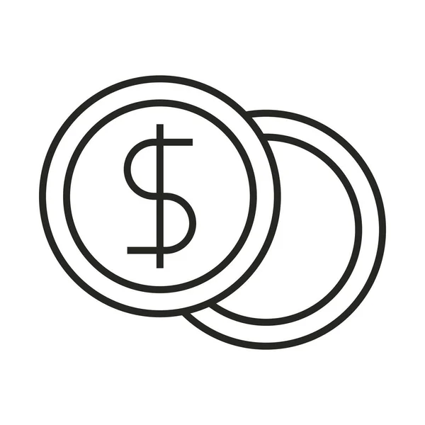 Money coins currency cash line icon — Stock Vector