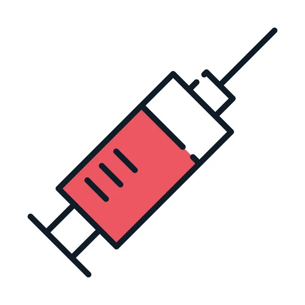 Medicinsk spruta vaccinutrustning linje och fyll — Stock vektor