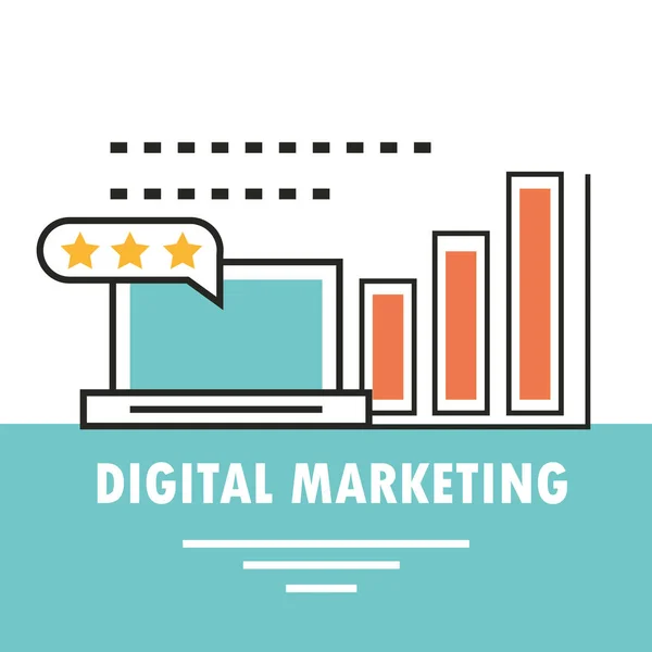 Marketing numérique portable stratégie rapport ligne de carte de publicité et de remplir — Image vectorielle