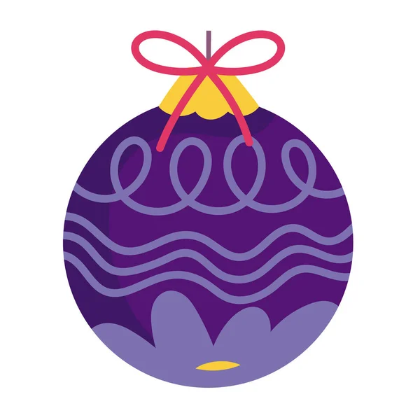 Merry christmas, purple ball decoration icon design — Vector de stock
