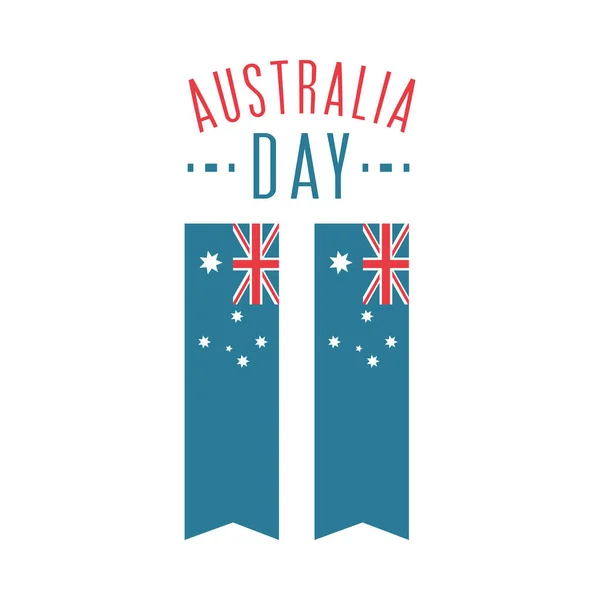 Australia day, greeting card with flags in pendants — Image vectorielle