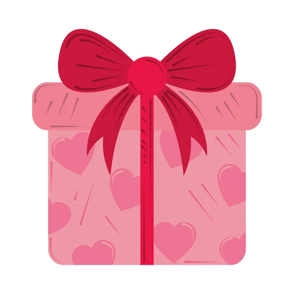 Valentines day, gift box with hearts celebration romantic design — Διανυσματικό Αρχείο