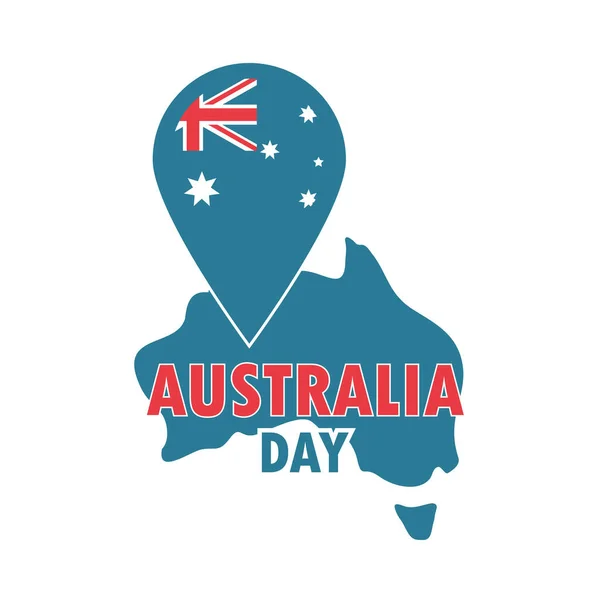 Australia day, lettering with flag on a location pointer — Image vectorielle