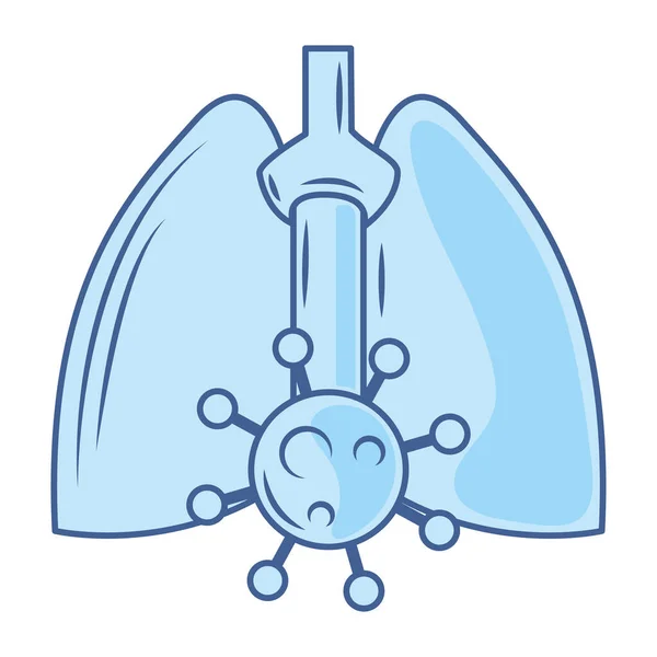 Covid 19 coronavirus investigación pulmones humanos órgano respiratorio azul icono — Archivo Imágenes Vectoriales