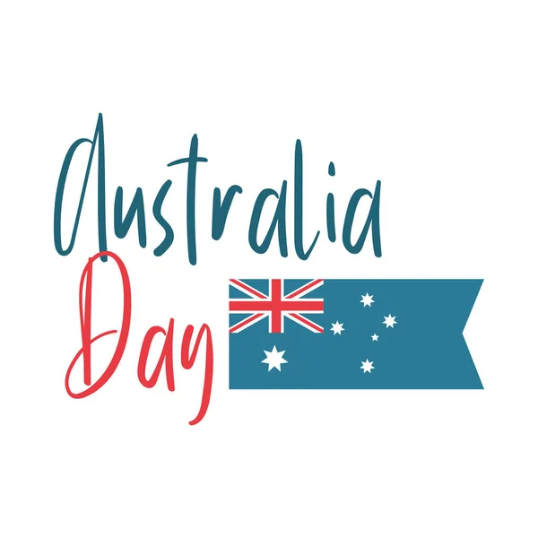 Australia day, flag and handwritten text — Image vectorielle