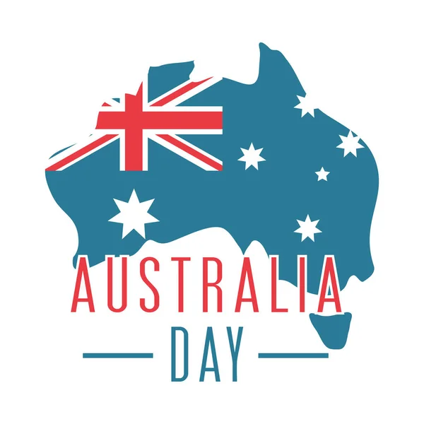 Australia day, flag in map country emblem — Image vectorielle