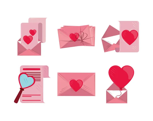 Valentines day, romantic celebration message envelope letter card — Vector de stock