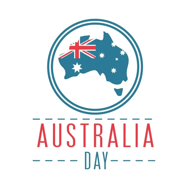 Australia day, map with flag round frame — Stockvector