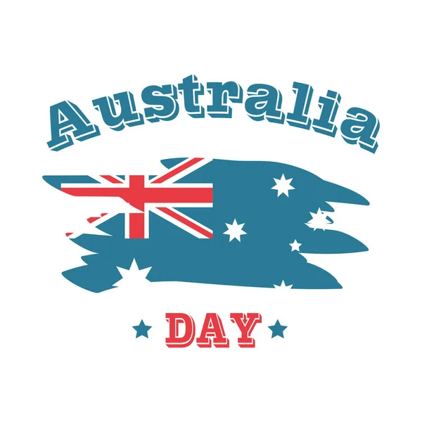 Australia day, lettering and grunge flag style — Stockvector