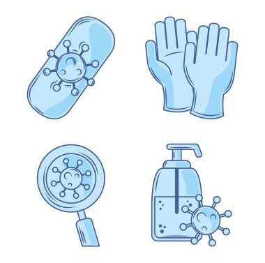 covid 19 coronavirus araştırma koruma tıbbi ikonlar mavi