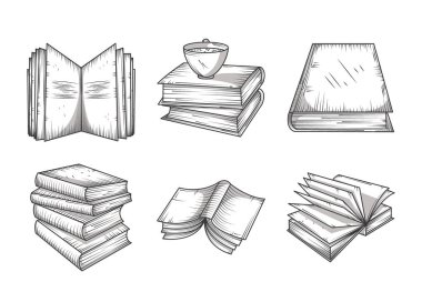Kitap, kitap koleksiyonu edebiyat eğitimi ikonları oyma biçimi