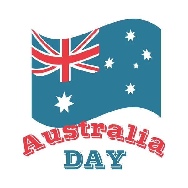 Australia day, waving flag and lettering on white background — Stockvector