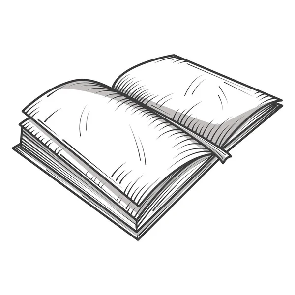 Open book with bookmark library, educational or learning concept engraving style — 스톡 벡터