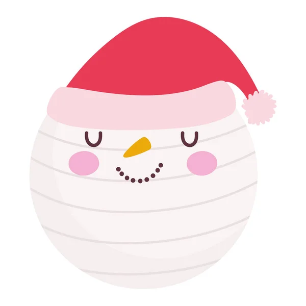 Веселий різдвяний сніговик обличчя мультфільм прикраси та святкування значок — стоковий вектор