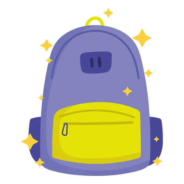 Voltar para a escola, ícone de desenho animado de fornecimento de mochila — Vetor de Stock