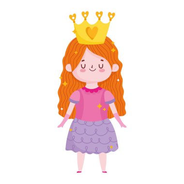 Beyaz arka planda taç karikatürü olan şirin küçük prenses.