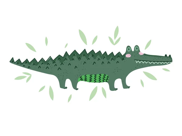Сафари на крокодилов с листьями — стоковый вектор